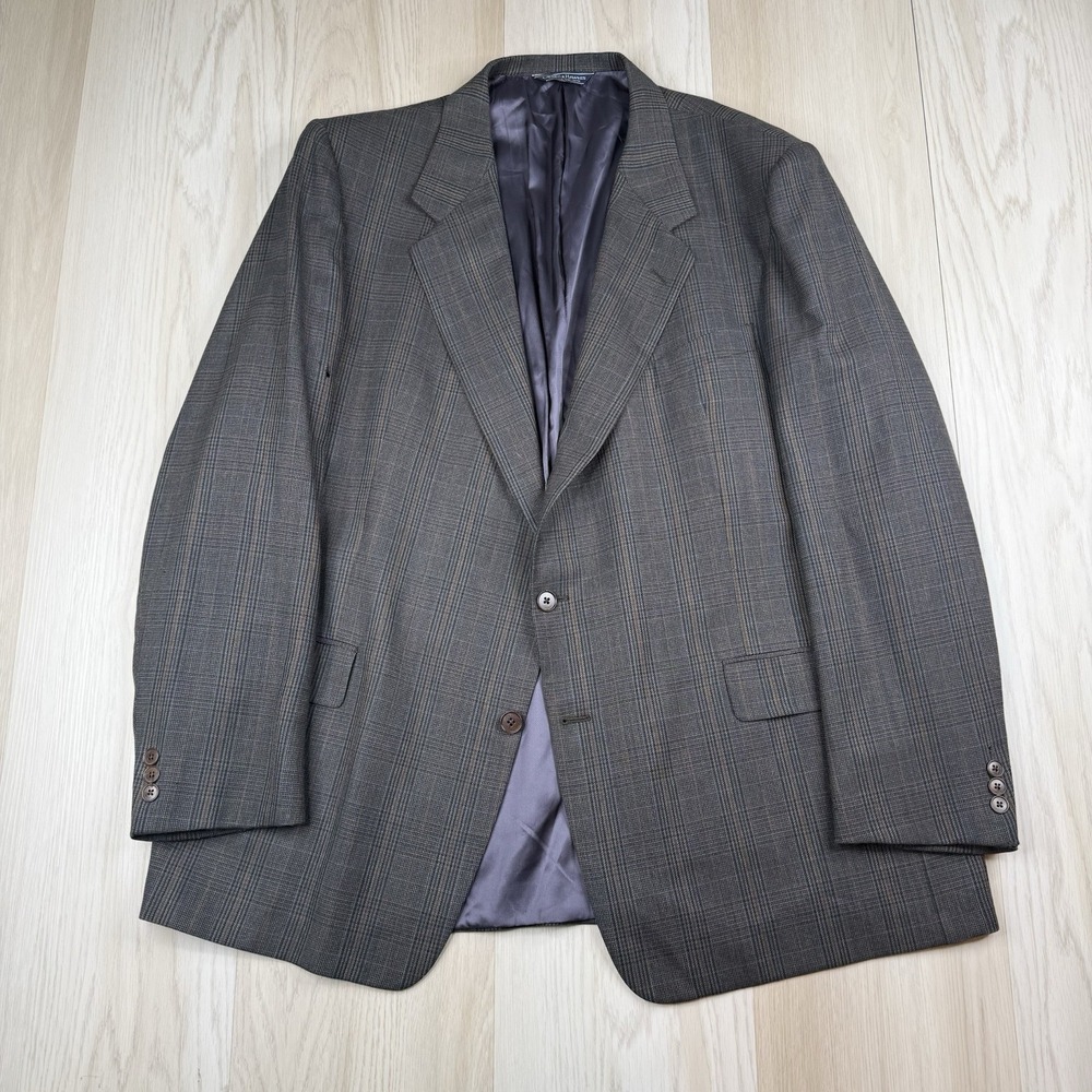 Gieves & Hawkes Executive Savile Row Plaid 2 Button Blazer Wool Jacket Size 48